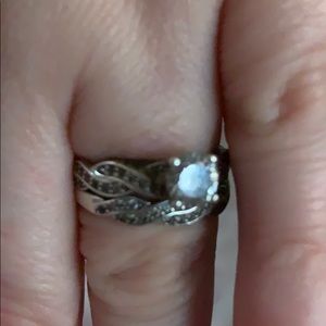 Wedding band set sterling silver